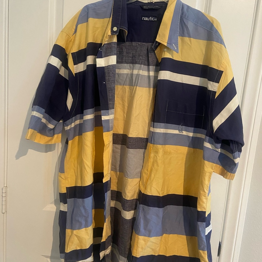Nautica Short Sleeve striped button up Shirt